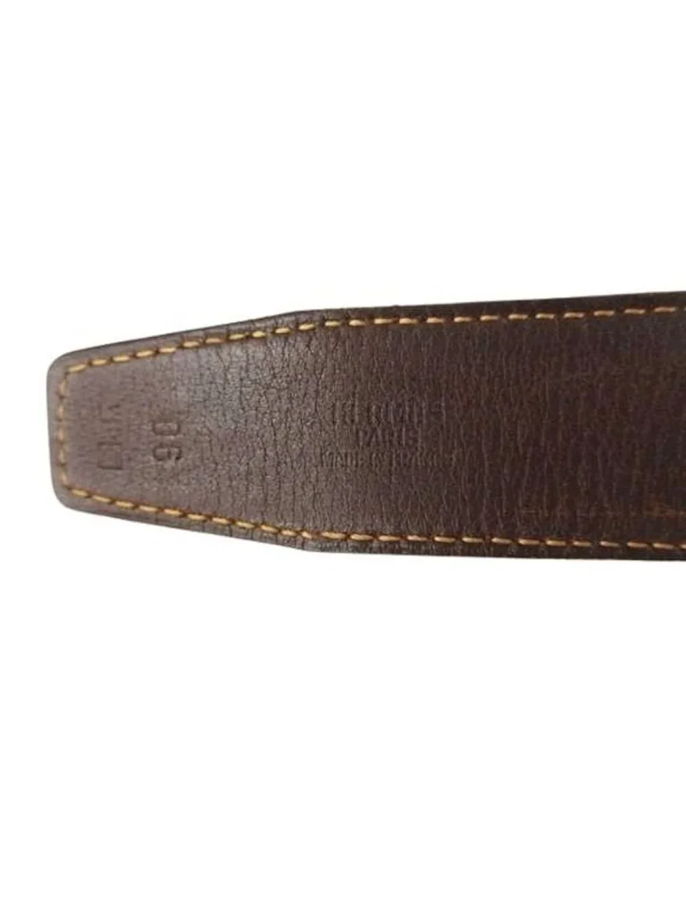 Hermes Perforated Logo Evelyne Buckle Leather Belt 90 Black Brown